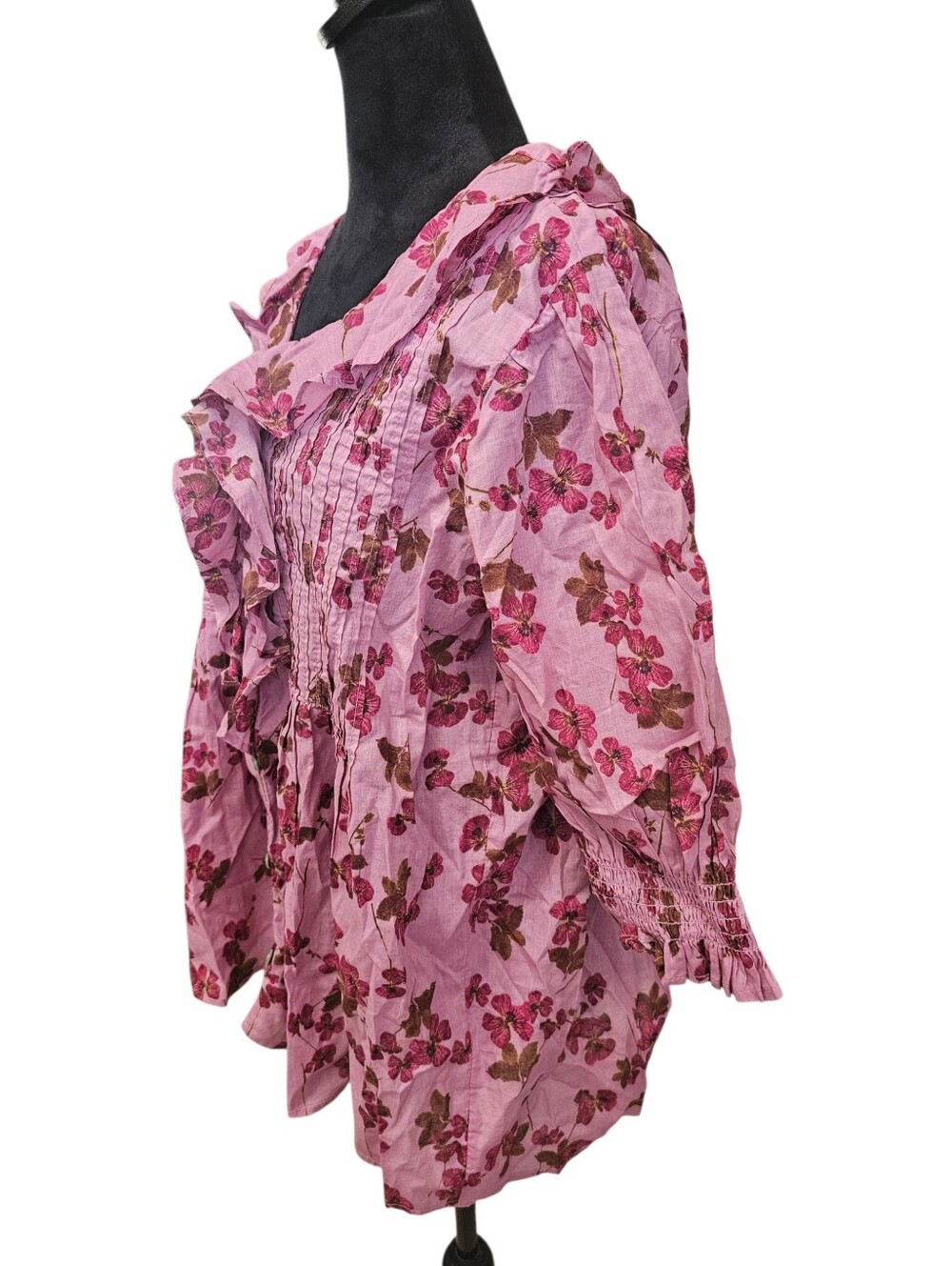 NWOT Ree by The Pioneer Woman Printed Cotton Ruffle Front Blouse Medium - Picture 5 of 8